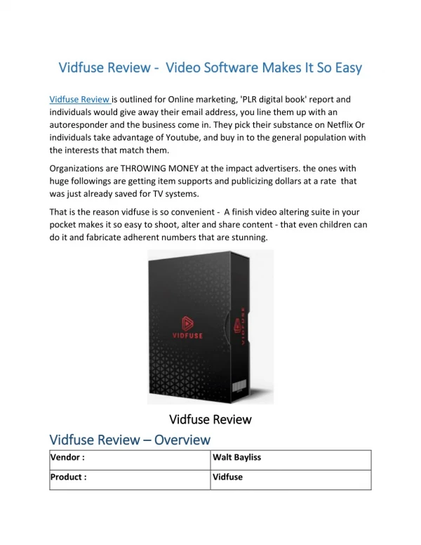 Vidfuse Review - Bonus Demo