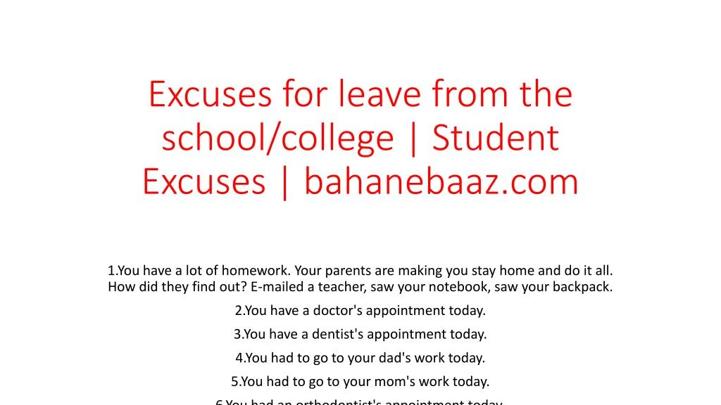 excuses for leave from the school college student excuses bahanebaaz com