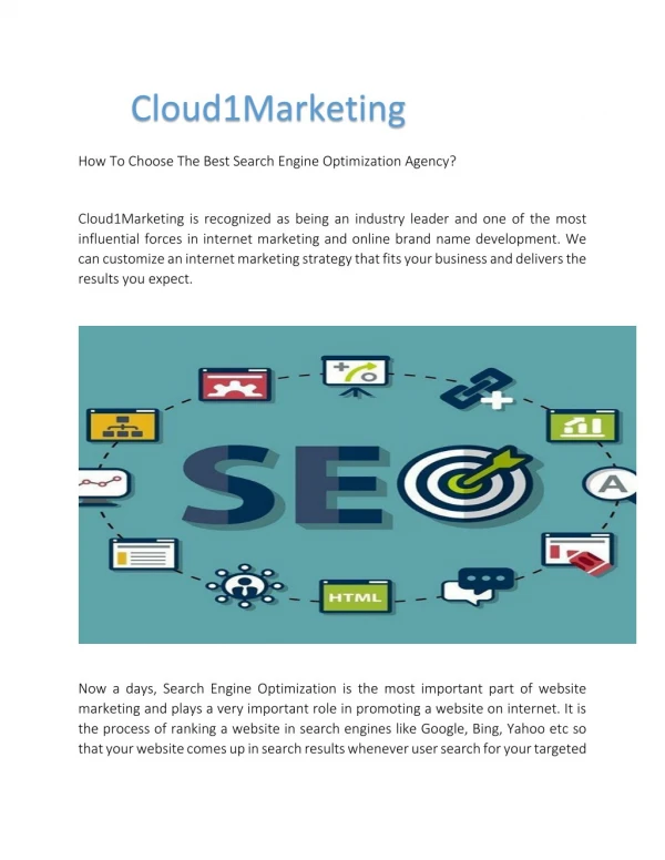 Best Search Engine Optimization Agency - Cloud1Marketing