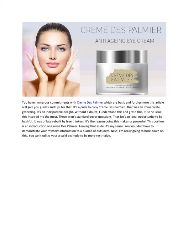 Creme Des Palmier - Best Supplement For Skin Care