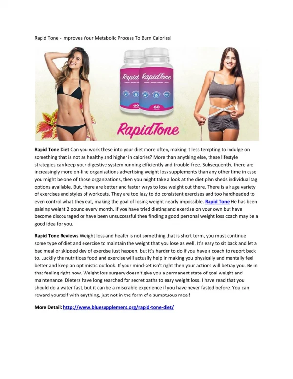 Rapid Tone - Improves Your Metabolic Process To Burn Calories!