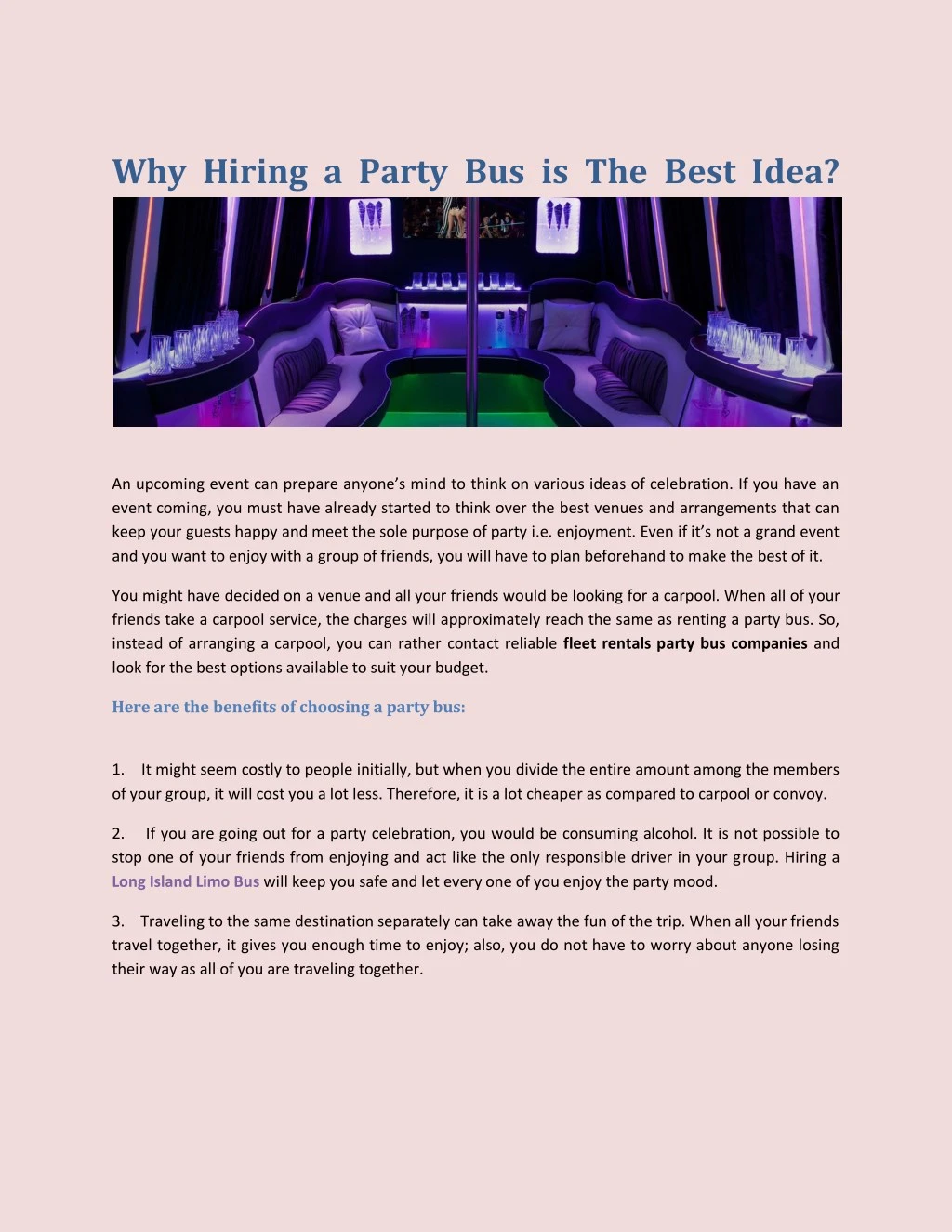 why hiring a party bus is the best idea