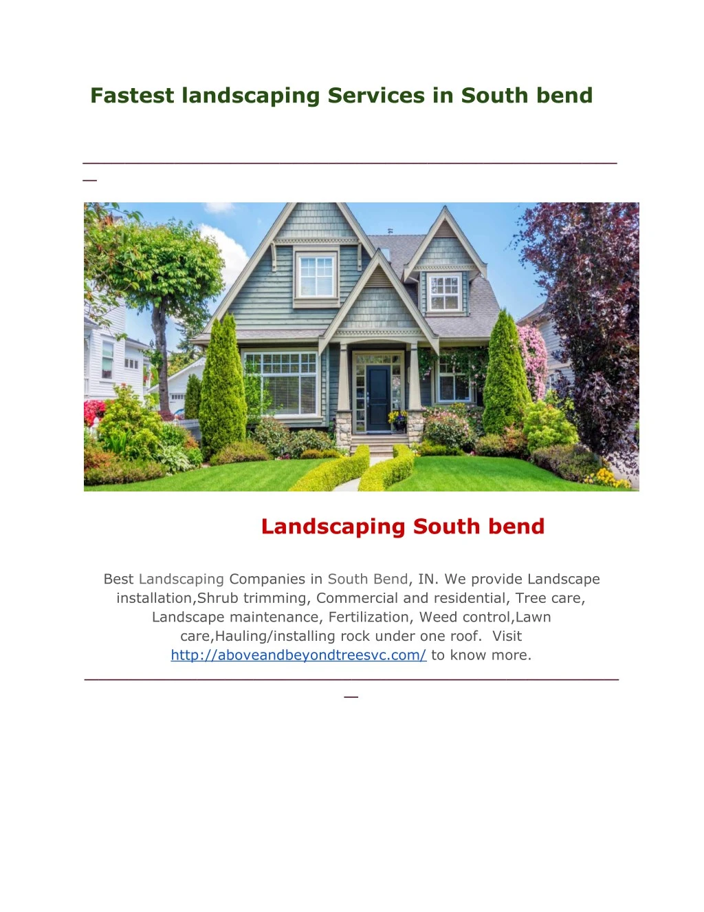 fastest landscaping services in south bend