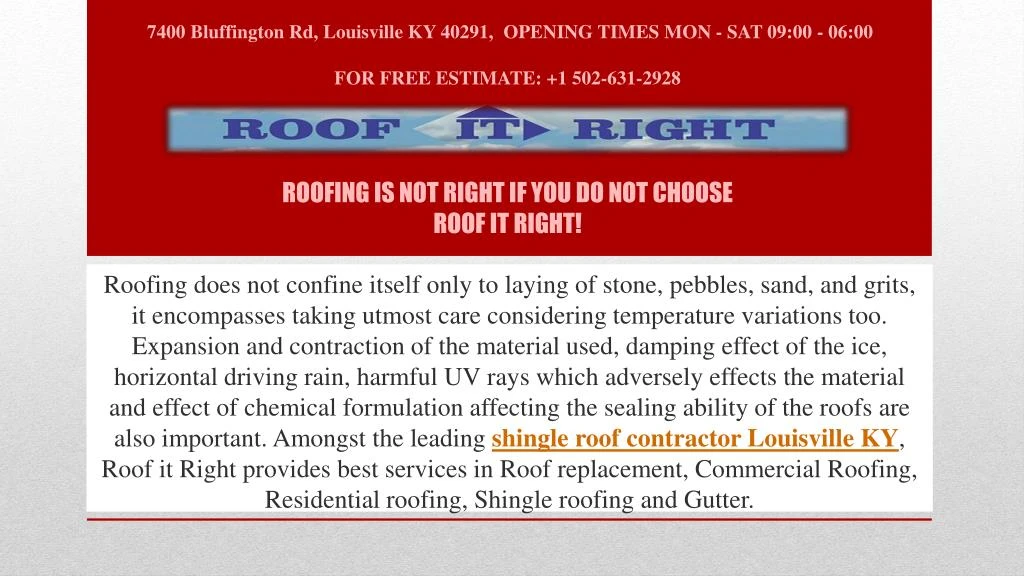 roofing is not right if you do not choose roof it right