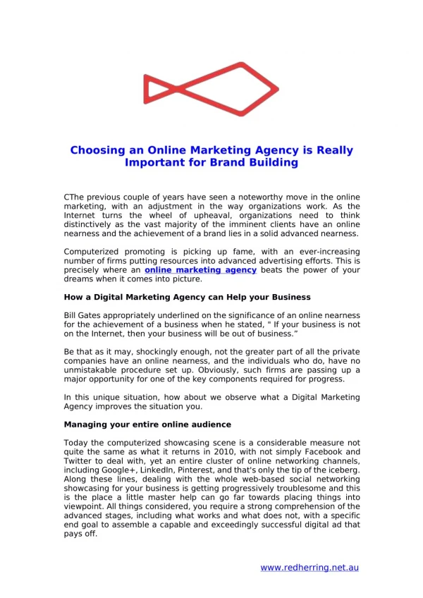 Choosing an Online Marketing Agency is Really Important for Brand Building