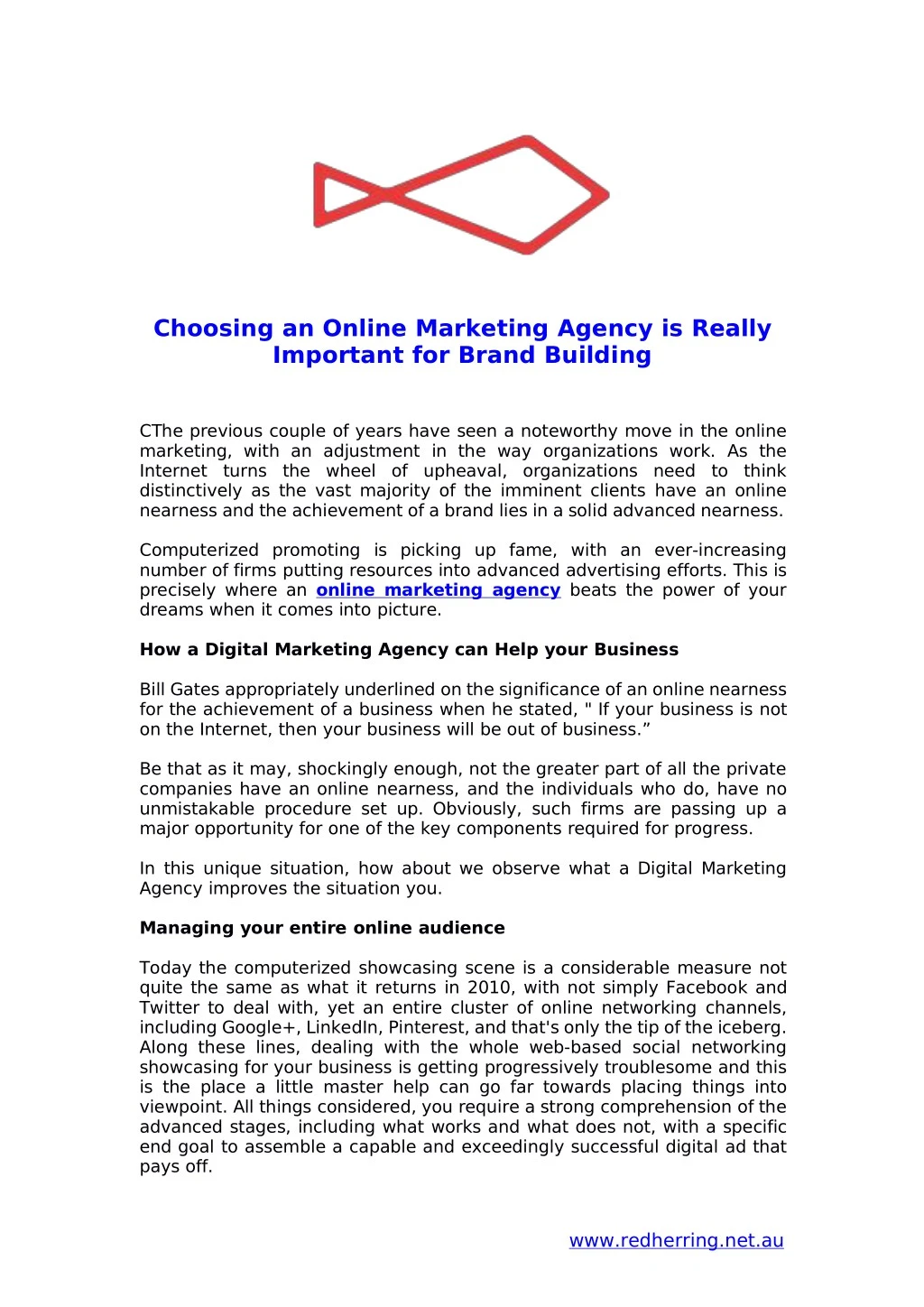 choosing an online marketing agency is really