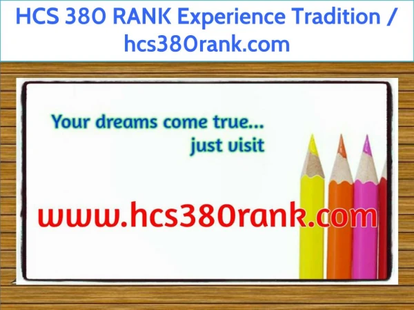 HCS 380 RANK Experience Tradition / hcs380rank.com