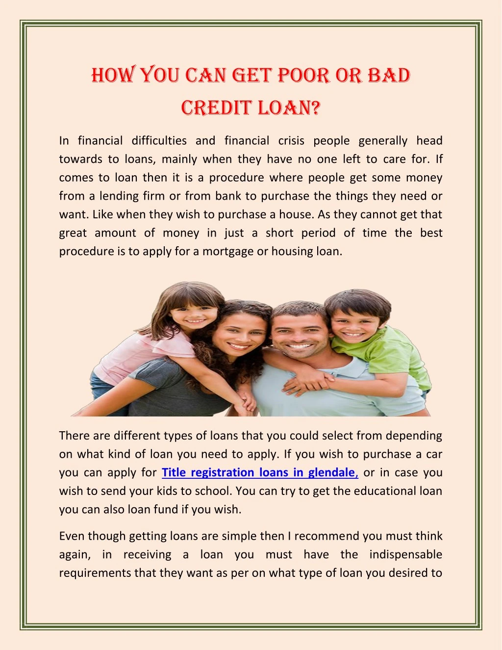 how you can get poor or bad credit loan
