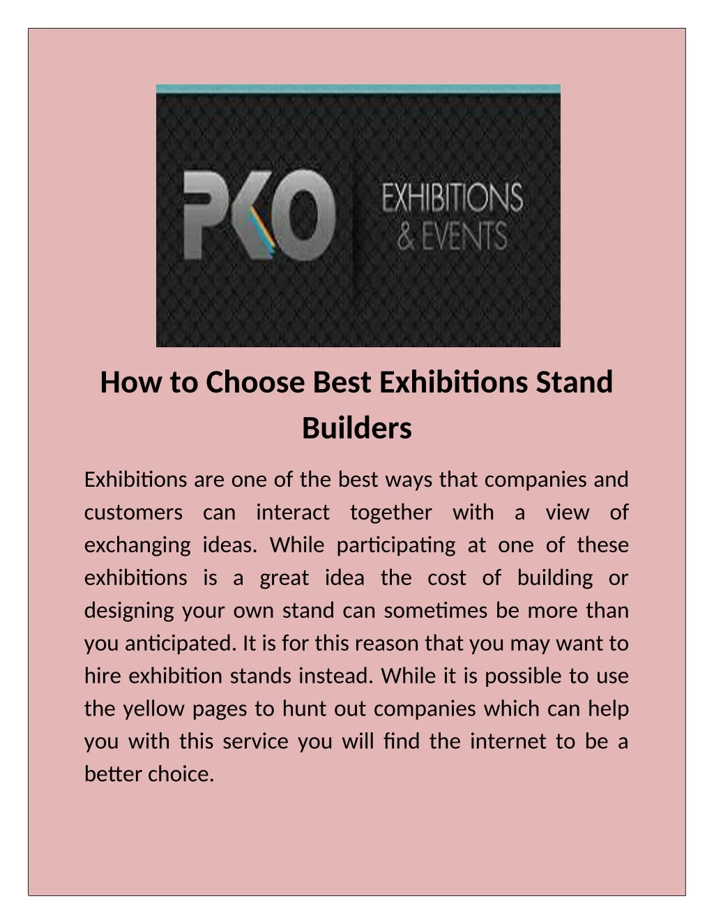 how to choose best exhibitions stand builders