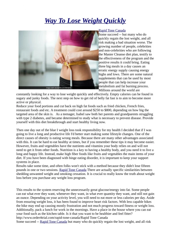 way to lose weight quickly