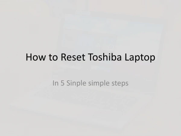 How to Reset Toshiba Laptop