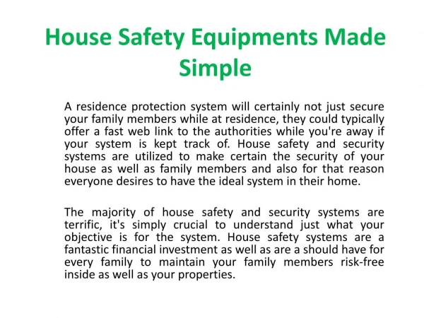 House Safety Equipments Made Simple