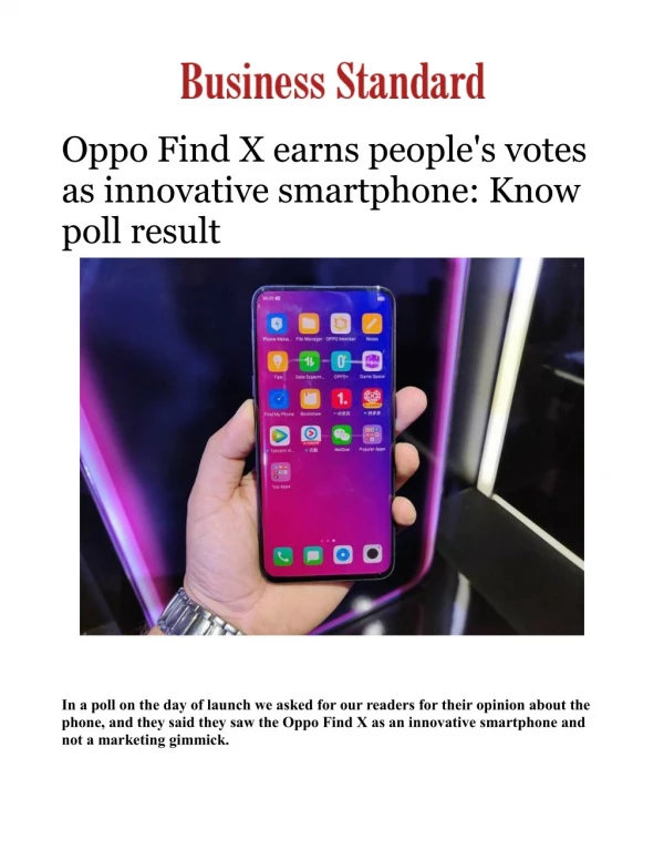Oppo Find X earns people's votes as innovative smartphone: Know poll result 