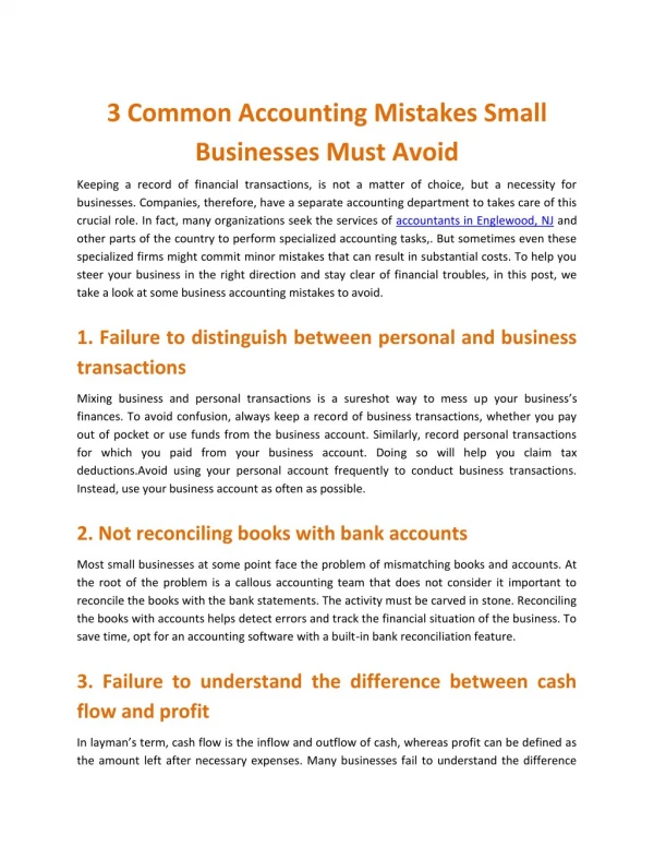 3 Common Accounting Mistakes Small Businesses Must Avoid