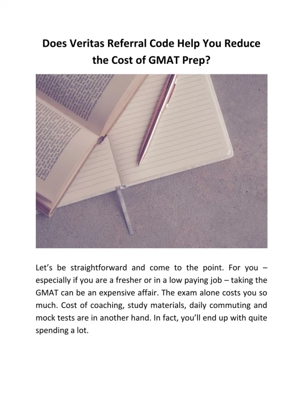 Does Veritas Referral Code Help You Reduce the Cost of GMAT Prep?