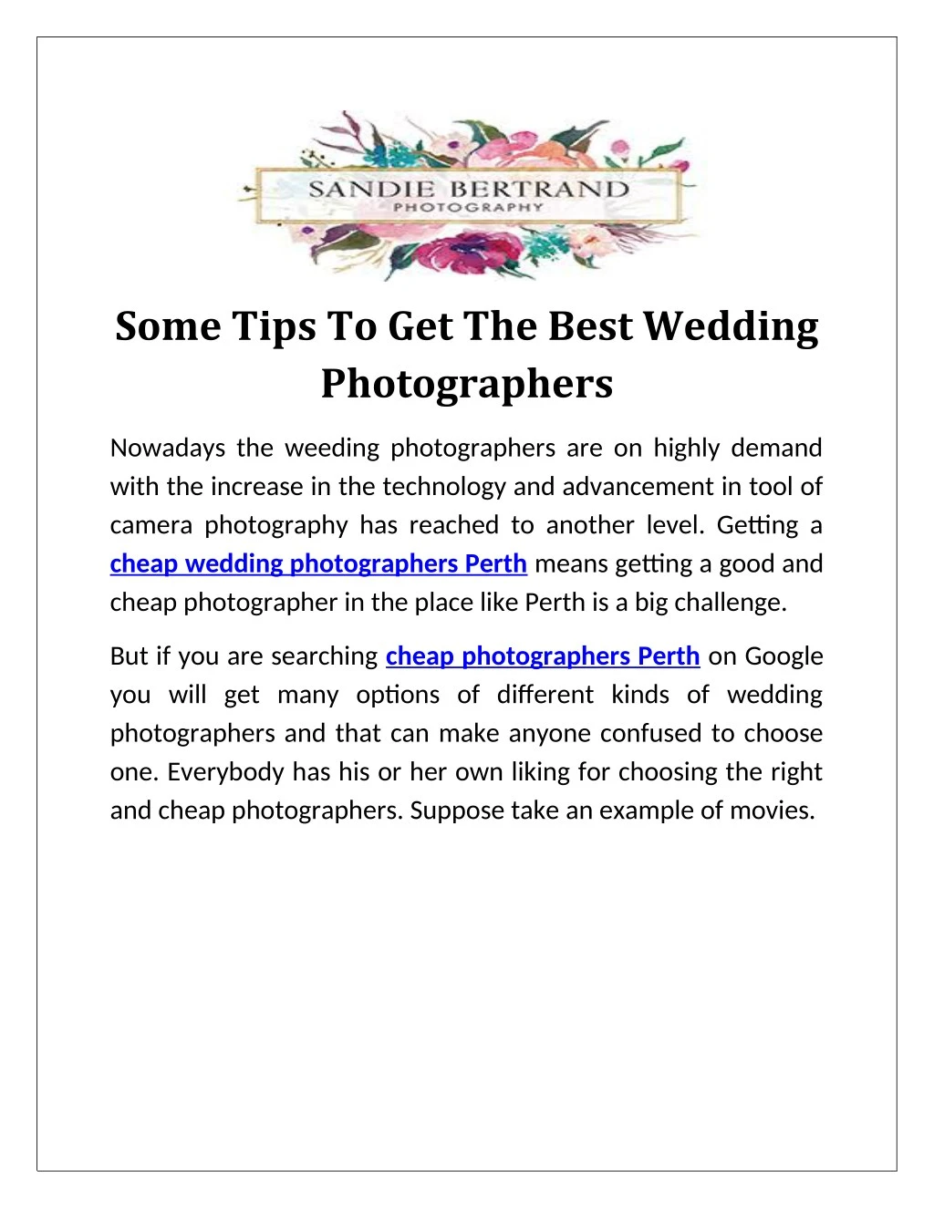 some tips to get the best wedding photographers