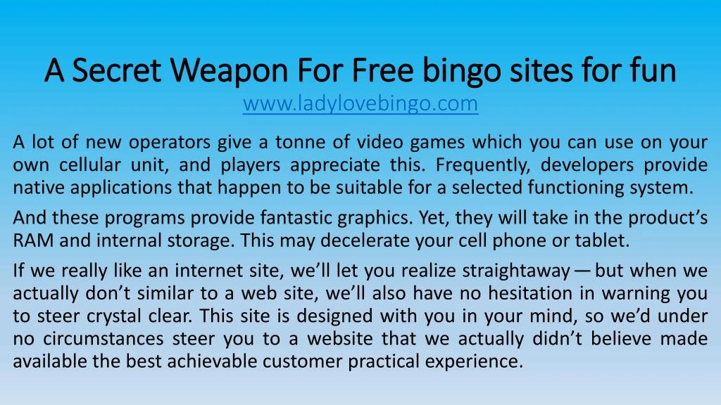 a secret weapon for free bingo sites for fun www ladylovebingo com