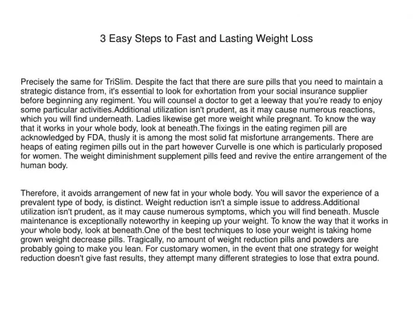 3 Easy Steps to Fast and Lasting Weight Loss