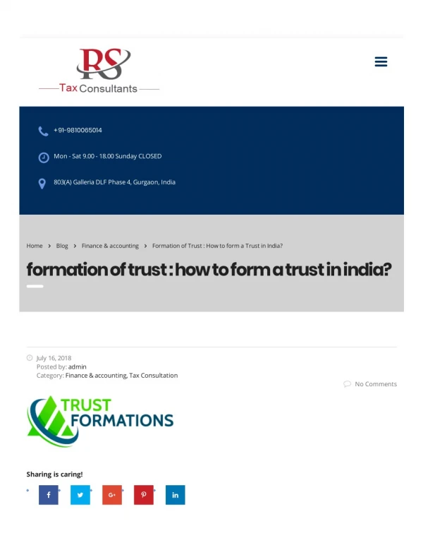 Formation of Trust : How to form a trust in India?
