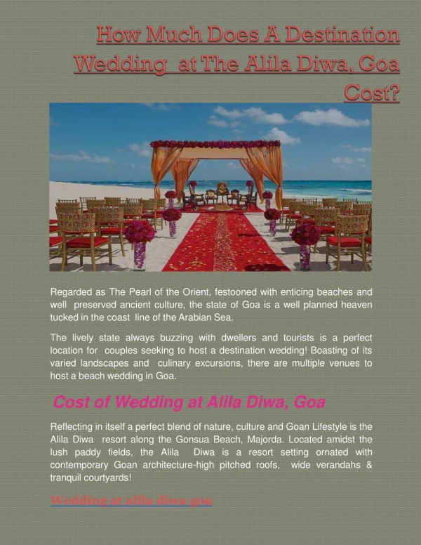 Destination Wedding at The Alila Diwa, Goa