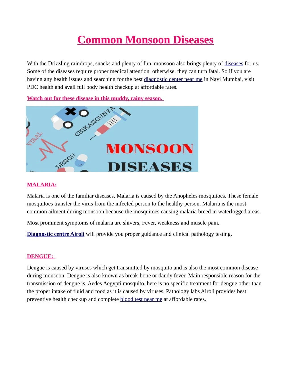 common monsoon diseases
