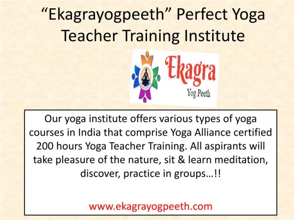 Perfect 200 Hour Yoga Teacher Training Institute