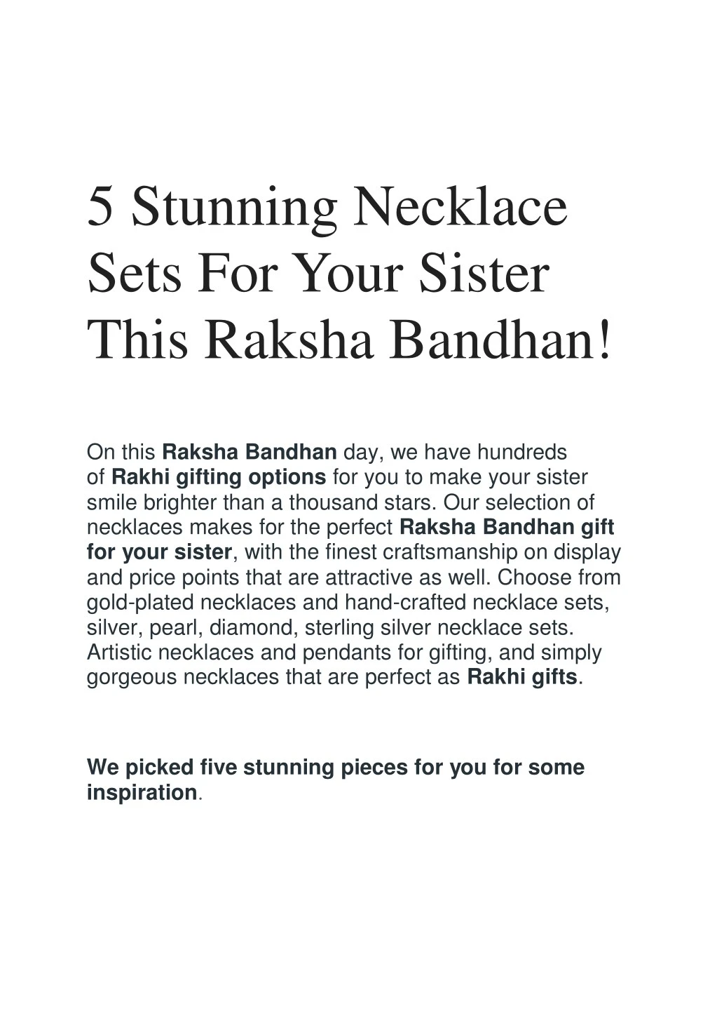 5 stunning necklace sets for your sister this