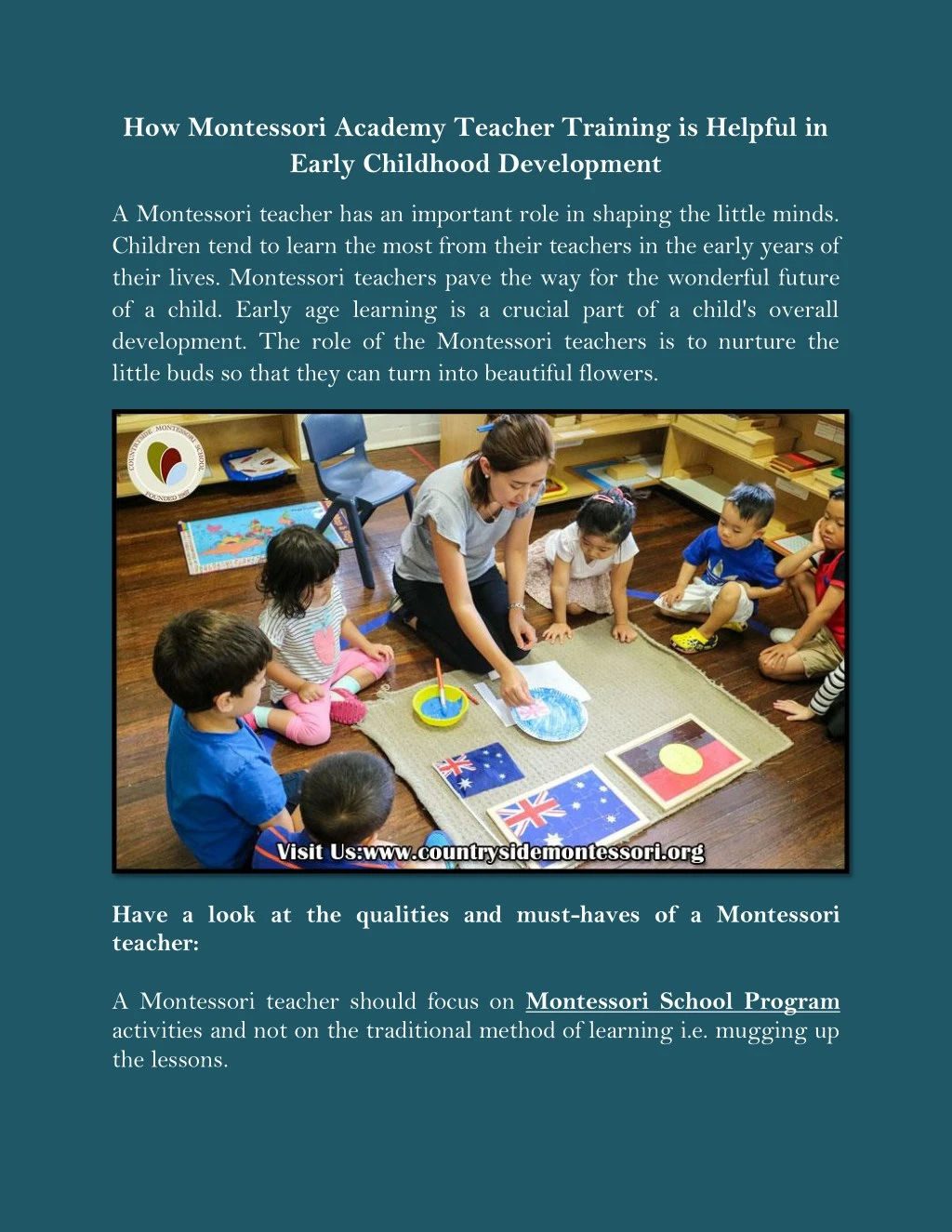 how montessori academy teacher training