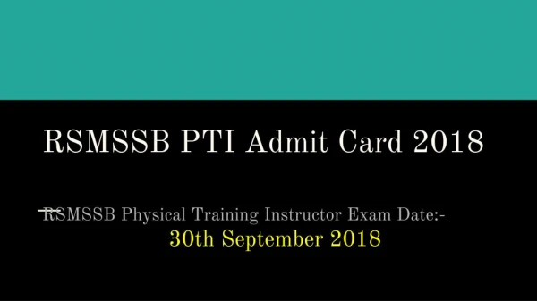 RSMSSB PTI Admit Card 2018