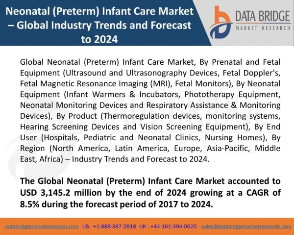 Global Neonatal (Preterm) Infant Care Market – Industry Trends and Forecast to 2024