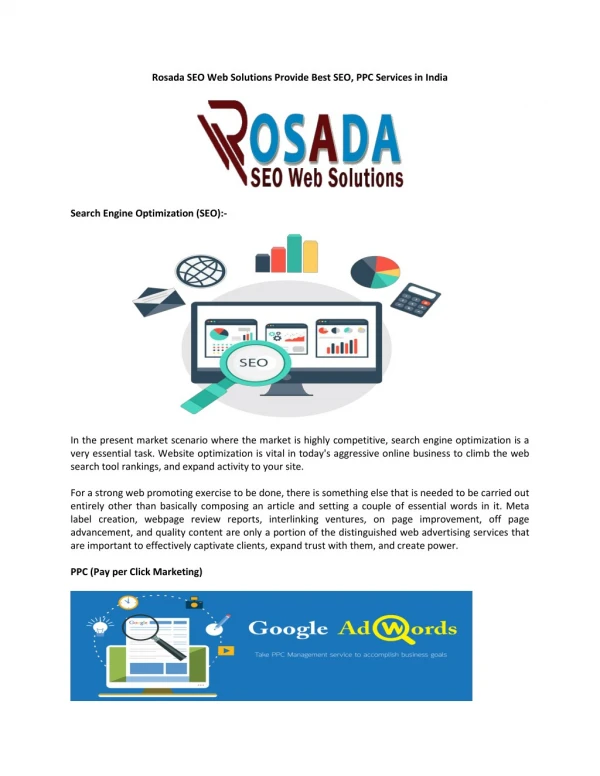 Rosada SEO Web Solutions Provide Best SEO, PPC Services in India