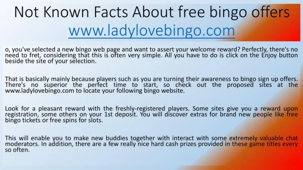 Not Known Facts About free bingo offers