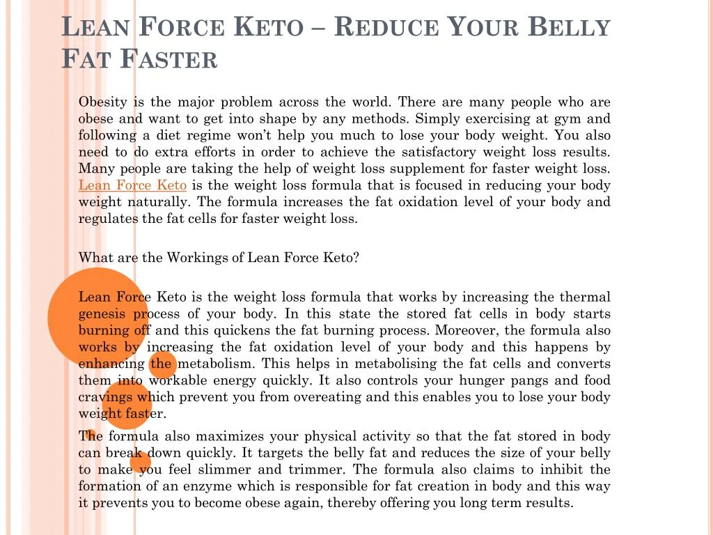 lean force keto reduce your belly fat faster