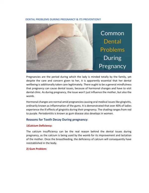Dental problems during pregnancy & Its Prevention