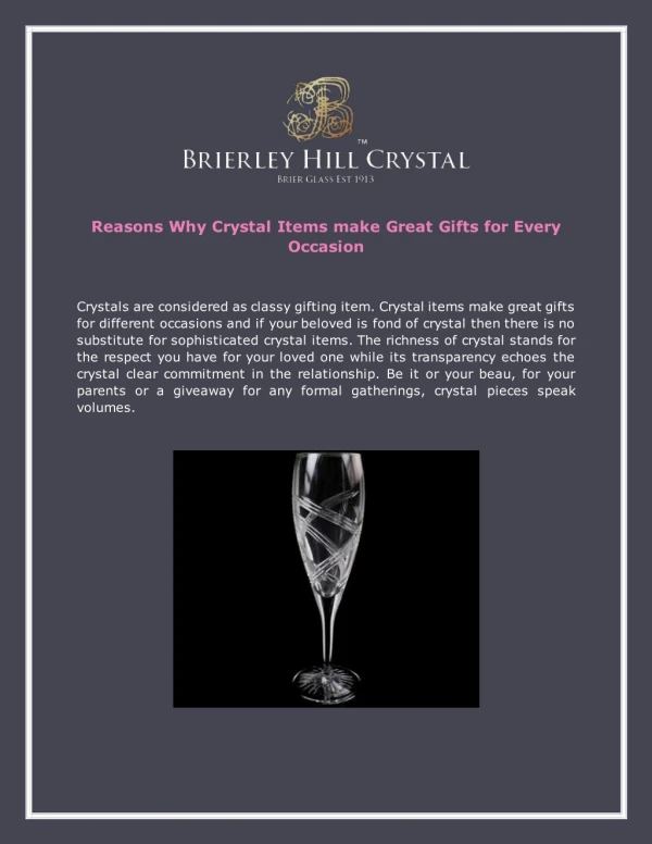 Reasons Why Crystal Items make Great Gifts for Every Occasion