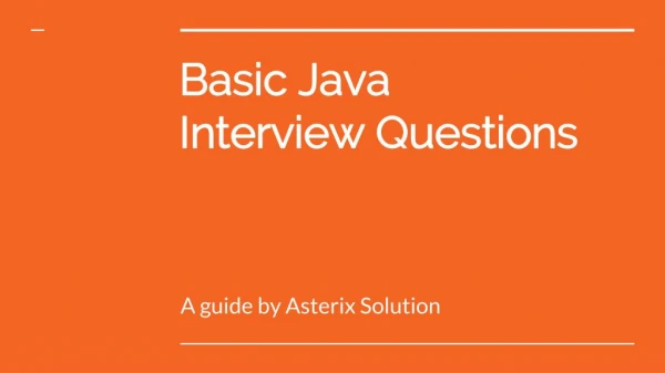 Basic Java Interview Question