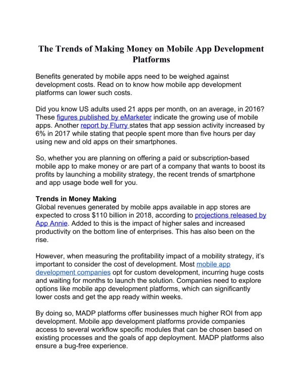 The Trends of Making Money on Mobile App Development Platforms