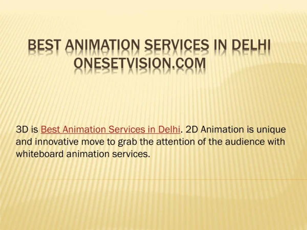 Best animation services in Delhi