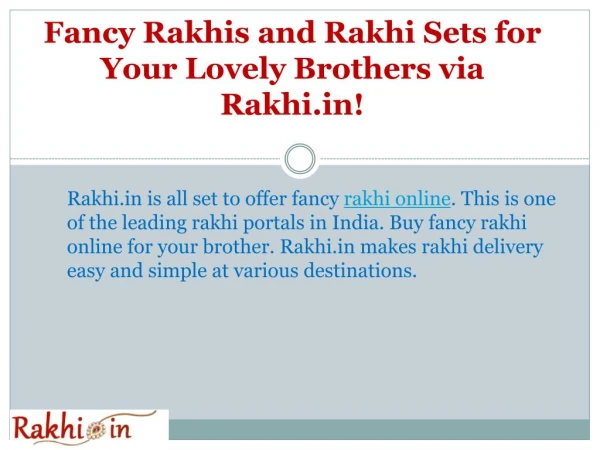 Designer Rakhis and Rakhi Sets for Your Lovely Brothers via Rakhi.in!