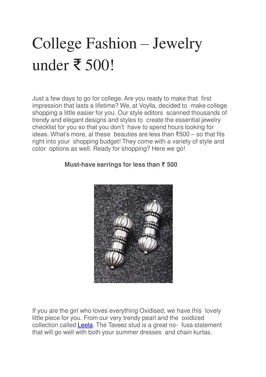 college fashion jewelry under 500