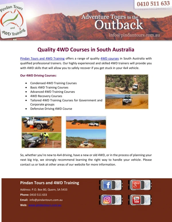 Quality 4WD Courses in South Australia