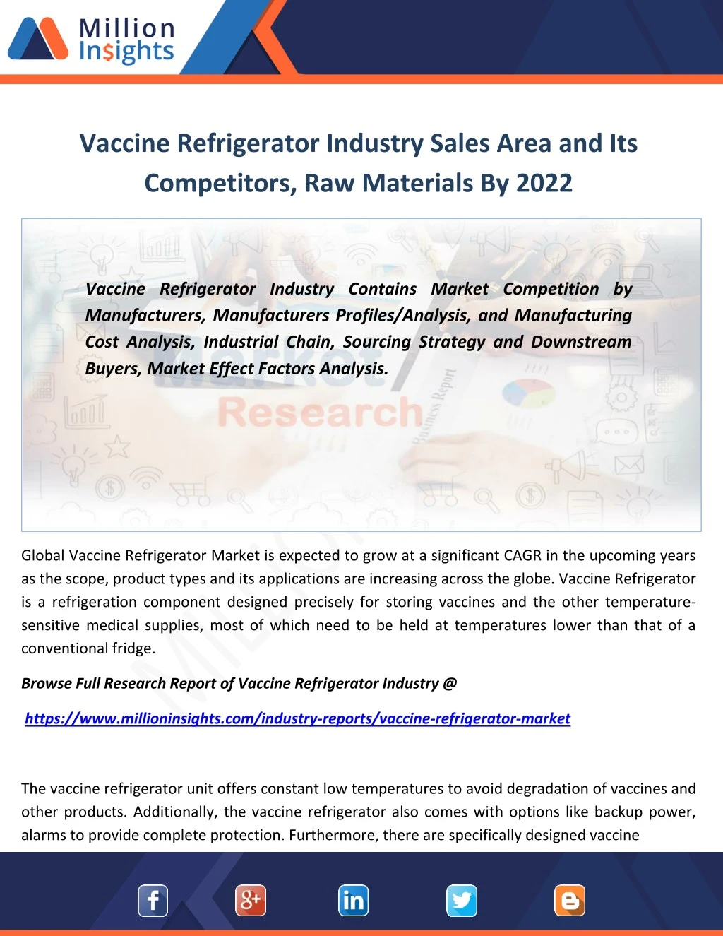 vaccine refrigerator industry sales area