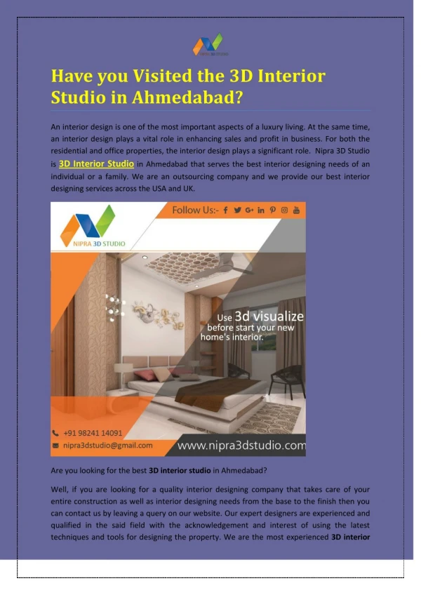 Have you Visited the 3D Interior Studio in Ahmedabad?
