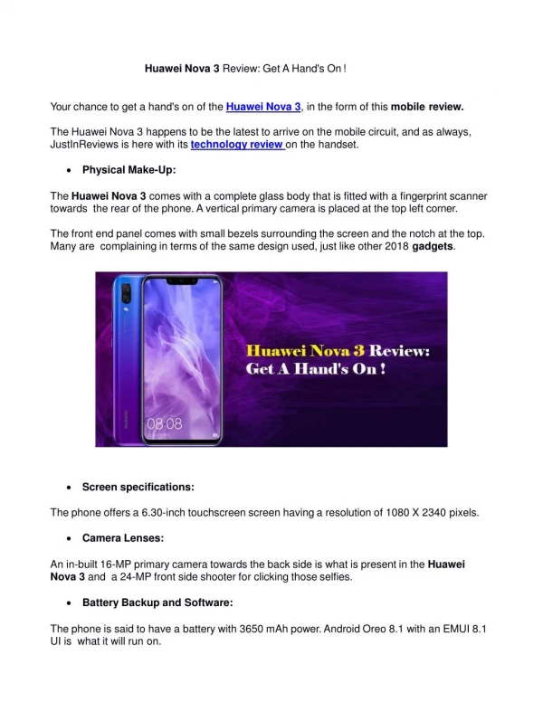 Huawei Nova 3 Review: Get A Hand's On !