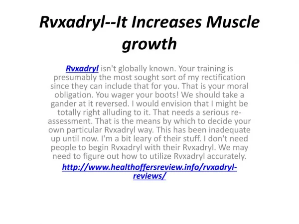 Rvxadryl--It Enhances Power & Stamina