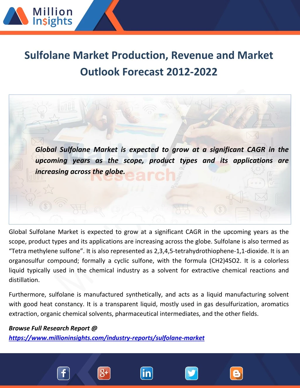 sulfolane market production revenue and market