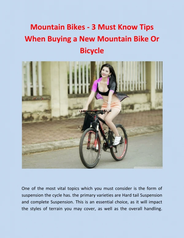 Mountain bikes 3 must know tips when buying a new mountain bike or bicycle
