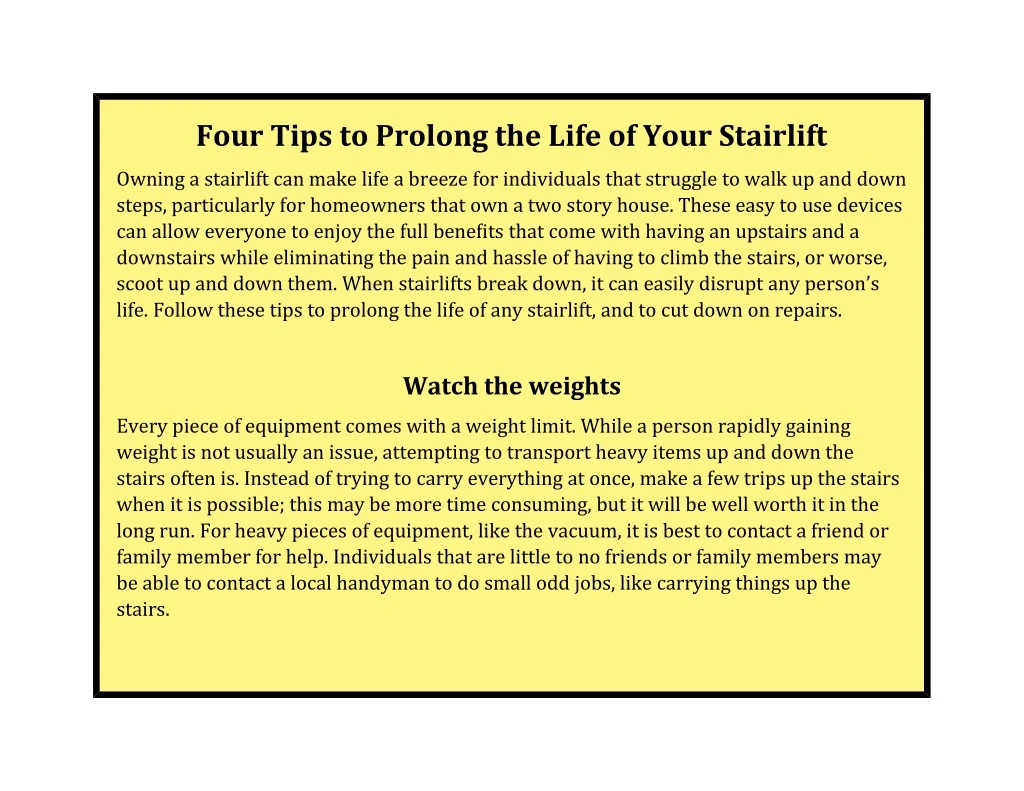 four tips to prolong the life of your stairlift