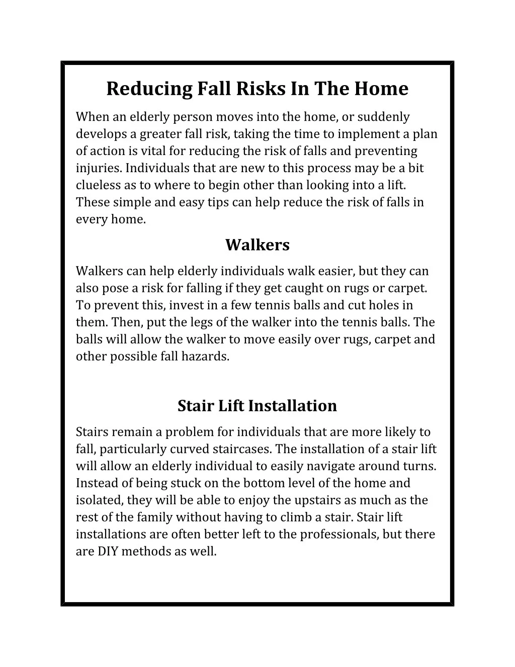 reducing fall risks in the home