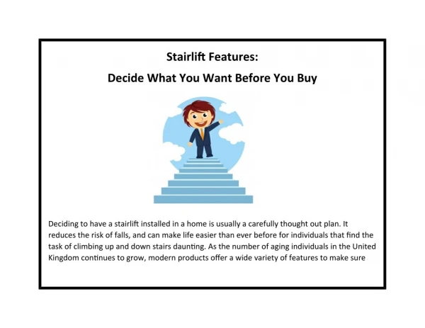 Stairlift Features Decide What You Want Before You Buy